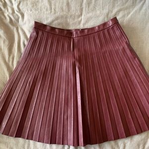 Merlot J Crew Vegan Leather Pleated Mini Skirt